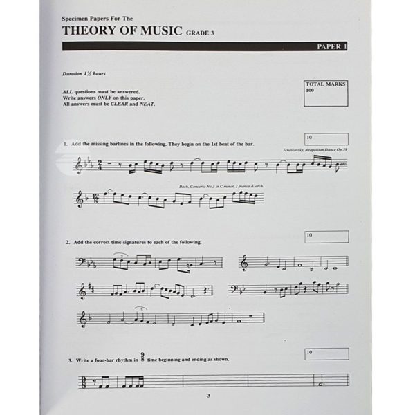 Specimen Papers for the Theory of Music Grade 3 - Image 2